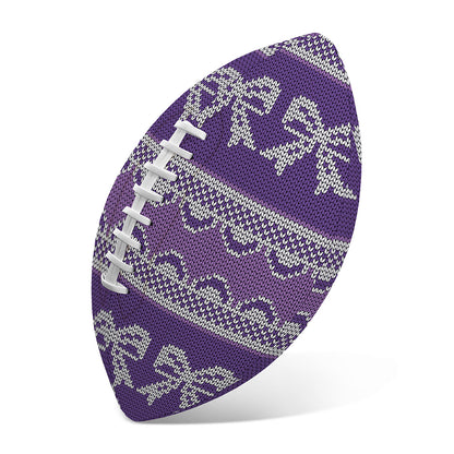Purple Ribbon Knitted Pattern Print Rugby Ball