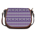 Purple Ribbon Knitted Pattern Print Saddle Bag