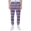 Purple Ribbon Knitted Pattern Print Joggers