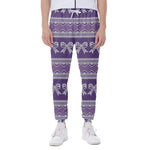 Purple Ribbon Knitted Pattern Print Scuba Joggers