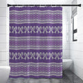 Purple Ribbon Knitted Pattern Print Shower Curtain
