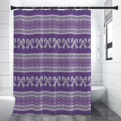 Purple Ribbon Knitted Pattern Print Shower Curtain
