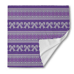 Purple Ribbon Knitted Pattern Print Silk Bandana