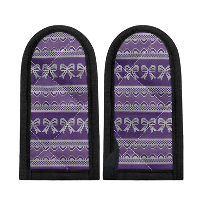 Purple Ribbon Knitted Pattern Print Skillet Handle Cover