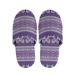Purple Ribbon Knitted Pattern Print Slippers