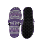 Purple Ribbon Knitted Pattern Print Slippers