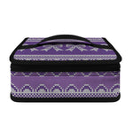 Purple Ribbon Knitted Pattern Print Small Lunch Bag
