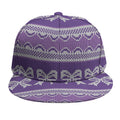 Purple Ribbon Knitted Pattern Print Snapback Cap