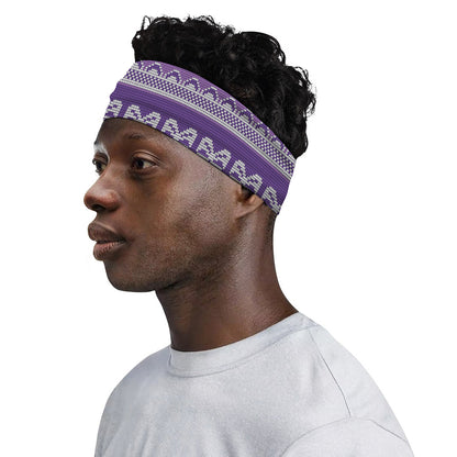 Purple Ribbon Knitted Pattern Print Sports Headband