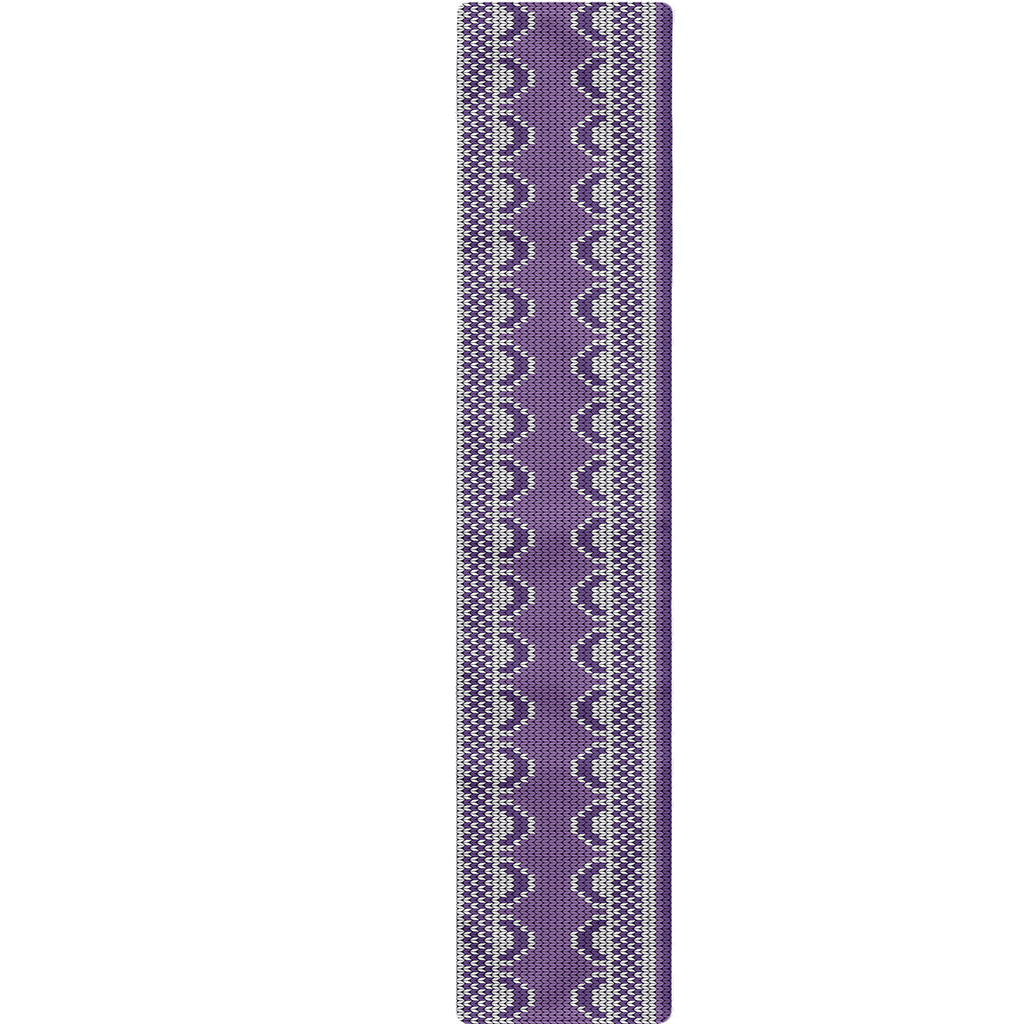 Purple Ribbon Knitted Pattern Print Table Runner