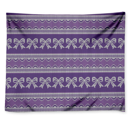 Purple Ribbon Knitted Pattern Print Tapestry