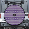 Purple Ribbon Knitted Pattern Print Tire Cover With Camera Hole