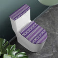 Purple Ribbon Knitted Pattern Print Toilet Lid And Tank Cover Set