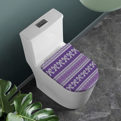 Purple Ribbon Knitted Pattern Print Toilet Lid Cover