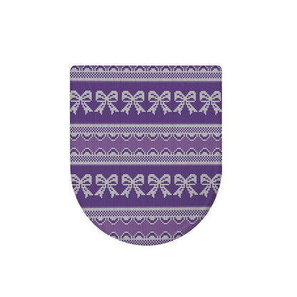 Purple Ribbon Knitted Pattern Print Toilet Lid Cover