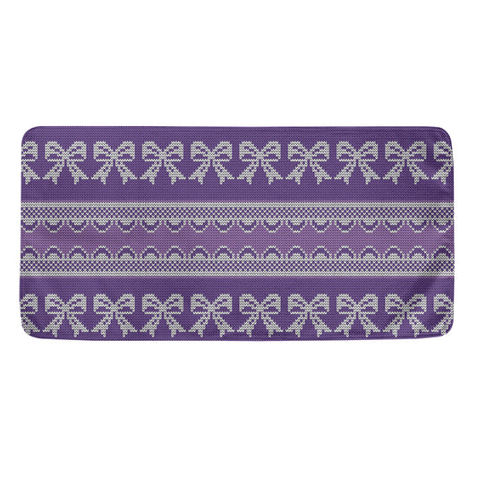 Purple Ribbon Knitted Pattern Print Towel