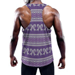 Purple Ribbon Knitted Pattern Print Training Tank Top