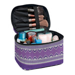 Purple Ribbon Knitted Pattern Print Travel Makeup Bag