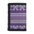 Purple Ribbon Knitted Pattern Print Trifold Wallet