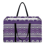 Purple Ribbon Knitted Pattern Print Utility Tote Bag