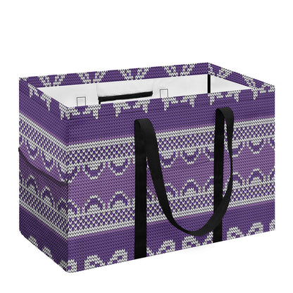 Purple Ribbon Knitted Pattern Print Utility Tote Bag