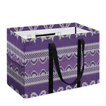 Purple Ribbon Knitted Pattern Print Utility Tote Bag