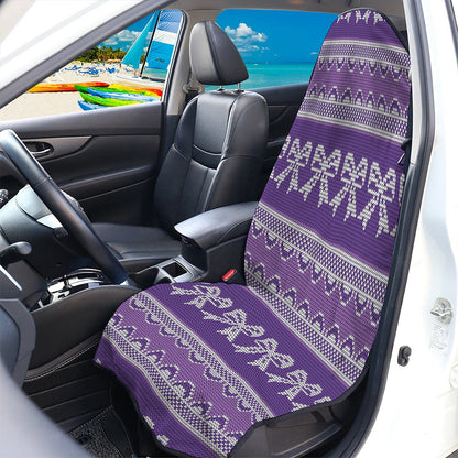 Purple Ribbon Knitted Pattern Print Waterproof Car Seat Cover