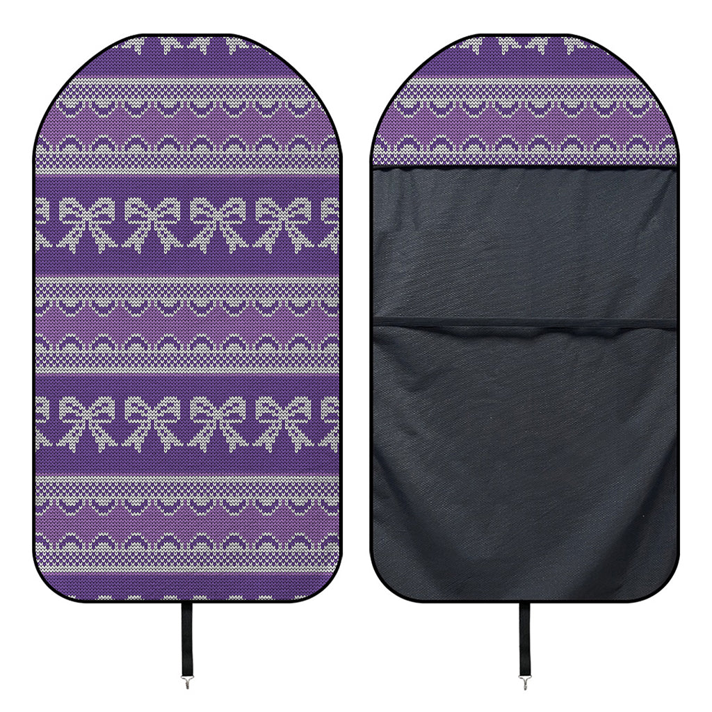 Purple Ribbon Knitted Pattern Print Waterproof Car Seat Cover