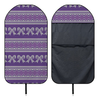 Purple Ribbon Knitted Pattern Print Waterproof Car Seat Cover