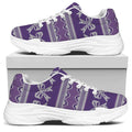 Purple Ribbon Knitted Pattern Print White Chunky Shoes