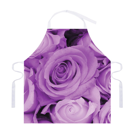 Purple Rose Print Adjustable Apron