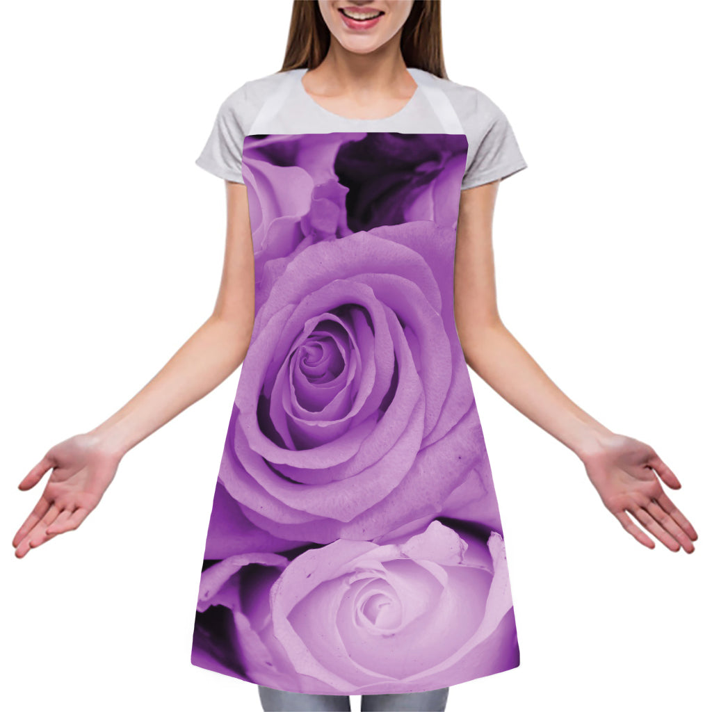 Purple Rose Print Adjustable Apron