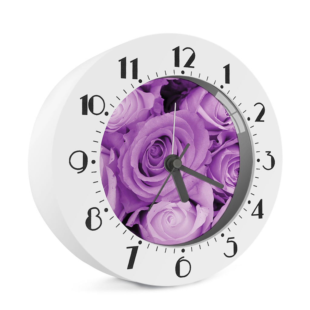 Purple Rose Print Alarm Clock