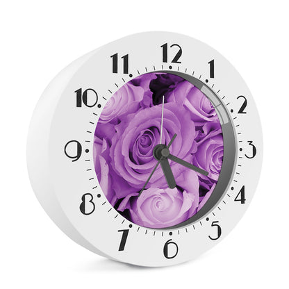 Purple Rose Print Alarm Clock
