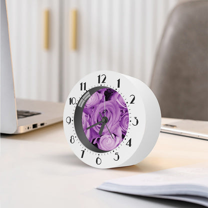 Purple Rose Print Alarm Clock