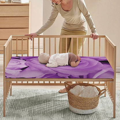 Purple Rose Print Baby Crib Sheet