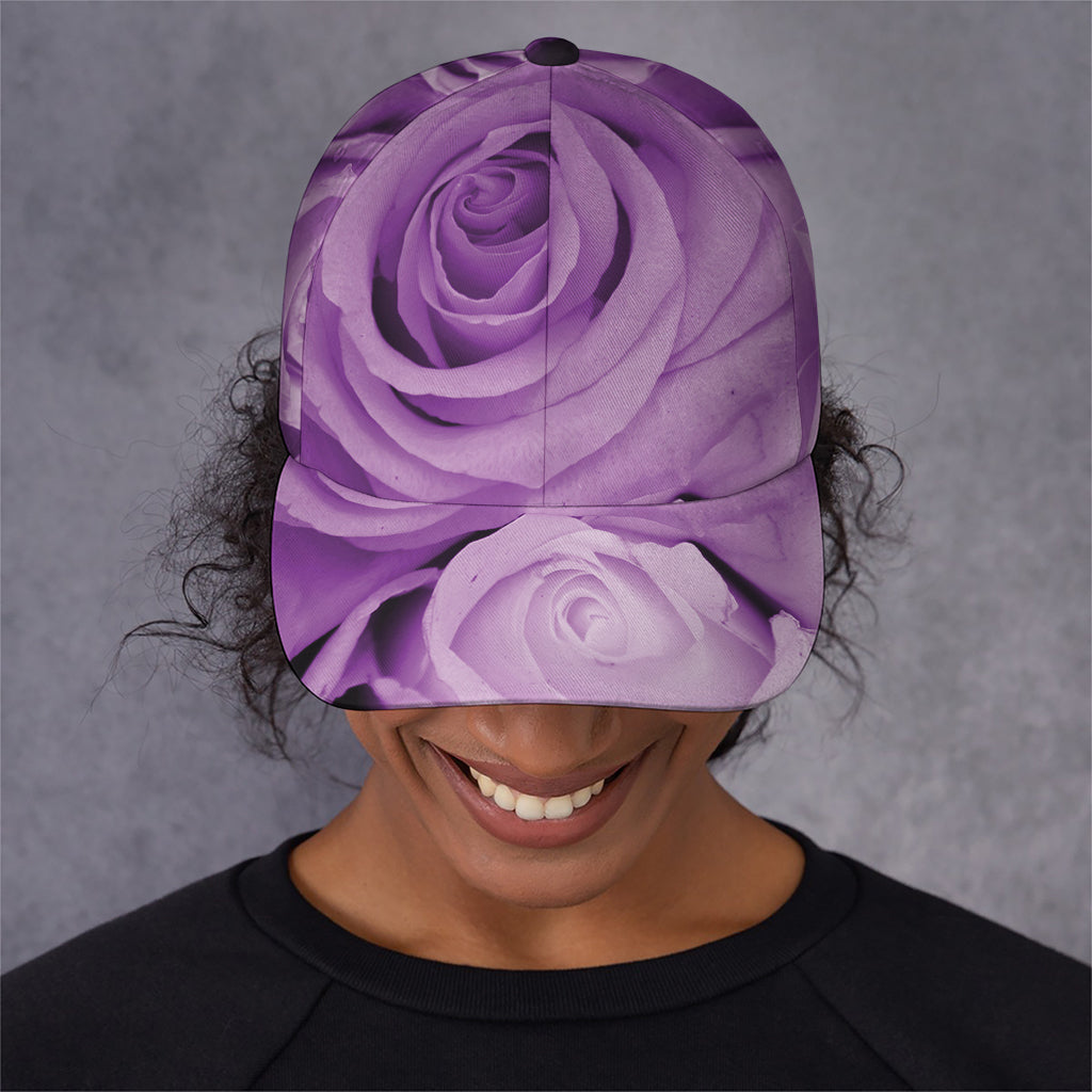 Purple Rose Print Baseball Cap