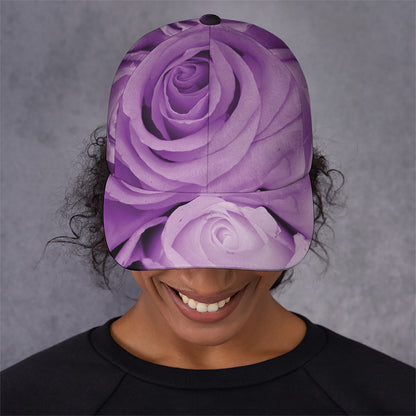 Purple Rose Print Baseball Cap