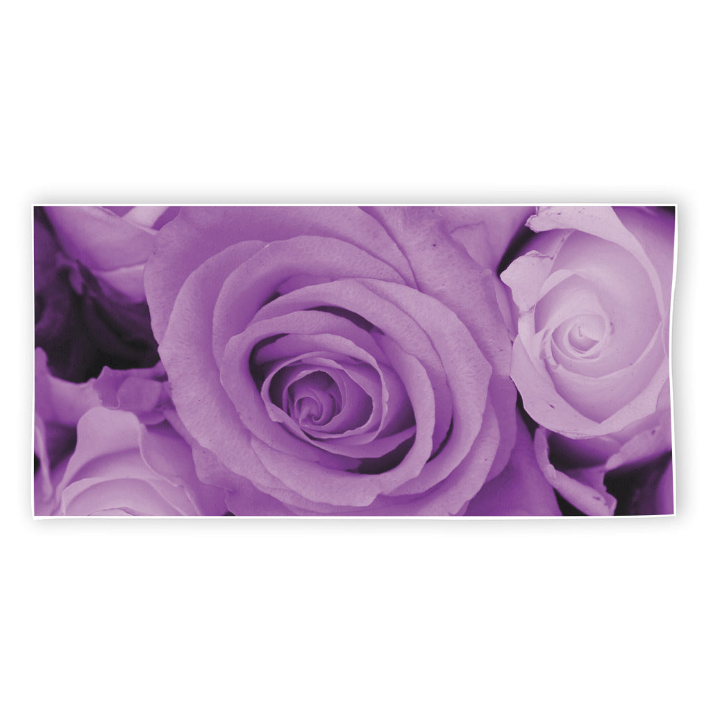 Purple Rose Print Beach Towel