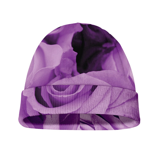 Purple Rose Print Beanie