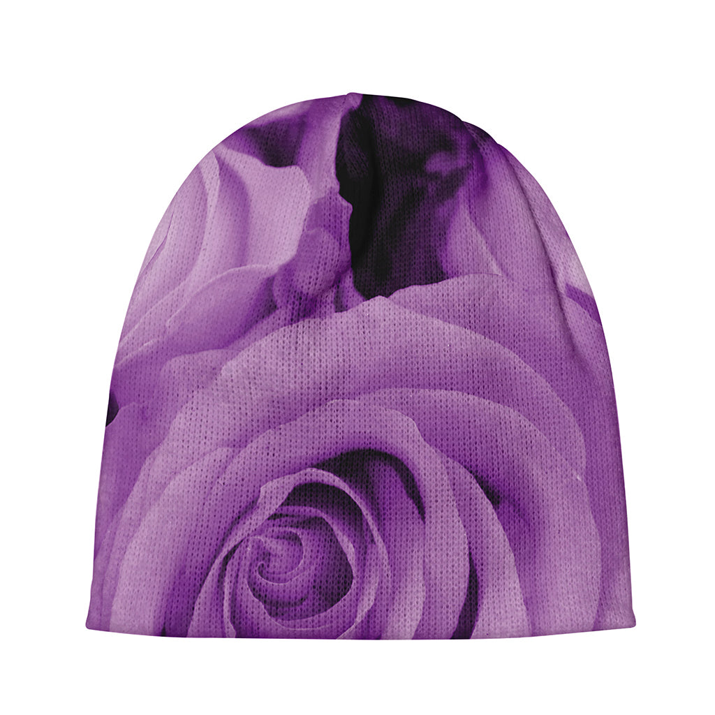 Purple Rose Print Beanie