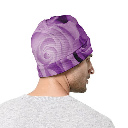 Purple Rose Print Beanie