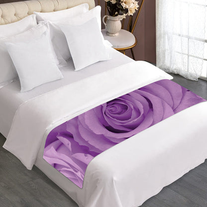 Purple Rose Print Bed Runner