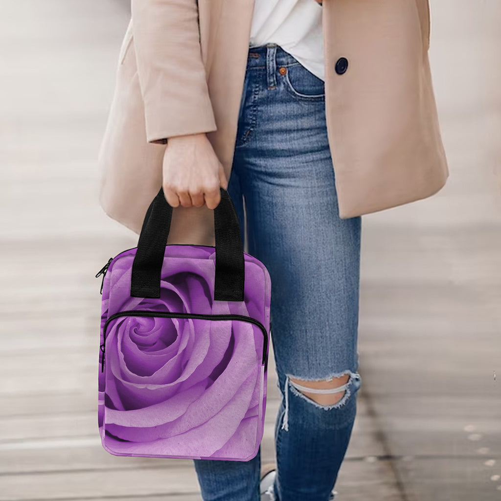 Purple Rose Print Bible Tote Bag