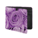 Purple Rose Print Bifold Wallet