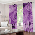 Purple Rose Print Dimout Grommet Curtains