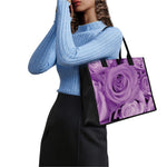 Purple Rose Print Canvas Tote Bag
