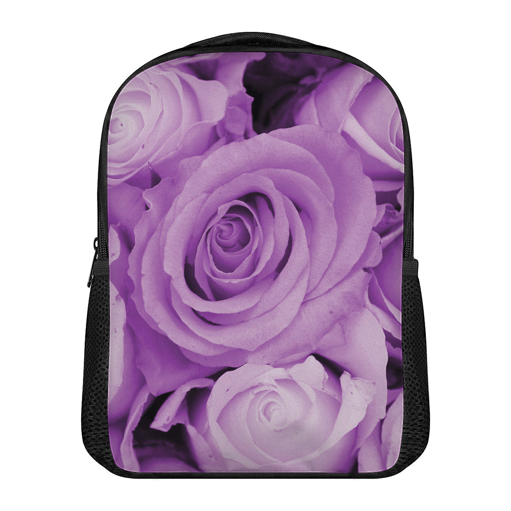 Purple Rose Print Casual Backpack