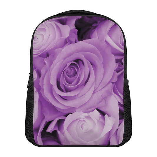 Purple Rose Print Casual Backpack