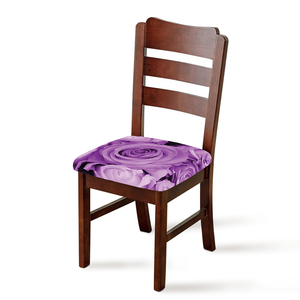 Purple Rose Print Chair Cushion Cover
